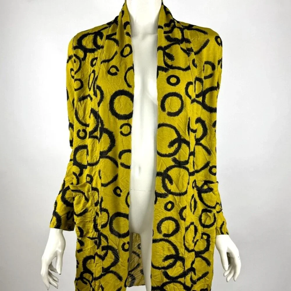 Chalet Crinkle Open Front Cardigan Women‎ XS EUC Long Sleeve Pockets Lightweight